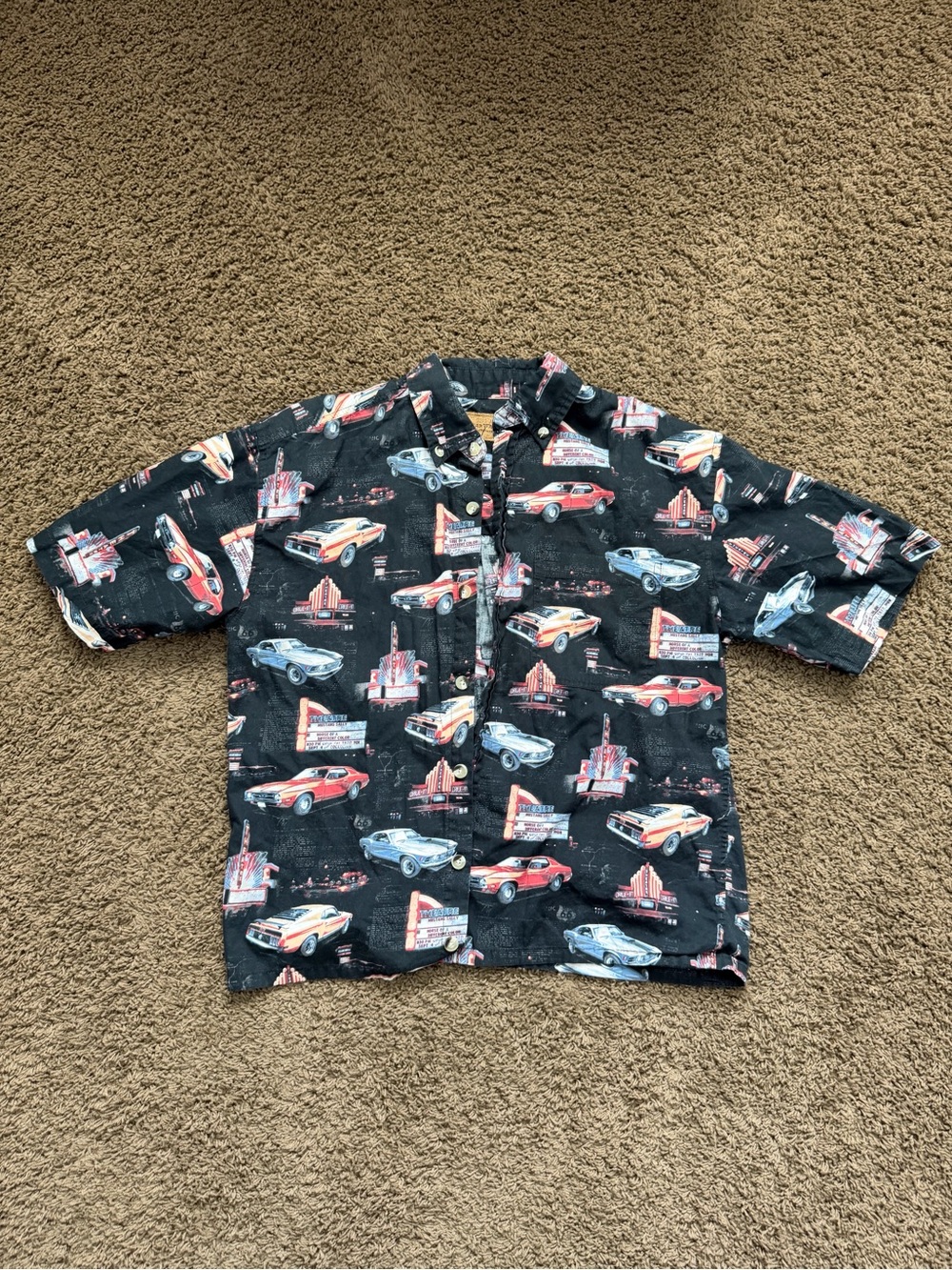 Vintage ClearWater Outfitters Men's M Mustang Car Graphic Print Button-Up Shirt